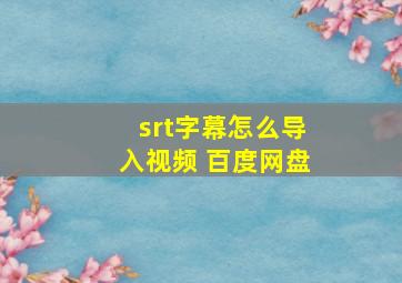 srt字幕怎么导入视频 百度网盘